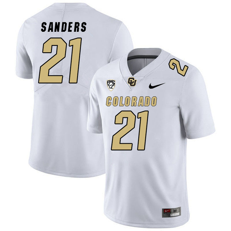 Men #21 Shilo Sanders Colorado Buffaloes College Football Jerseys Stitched Sale-White